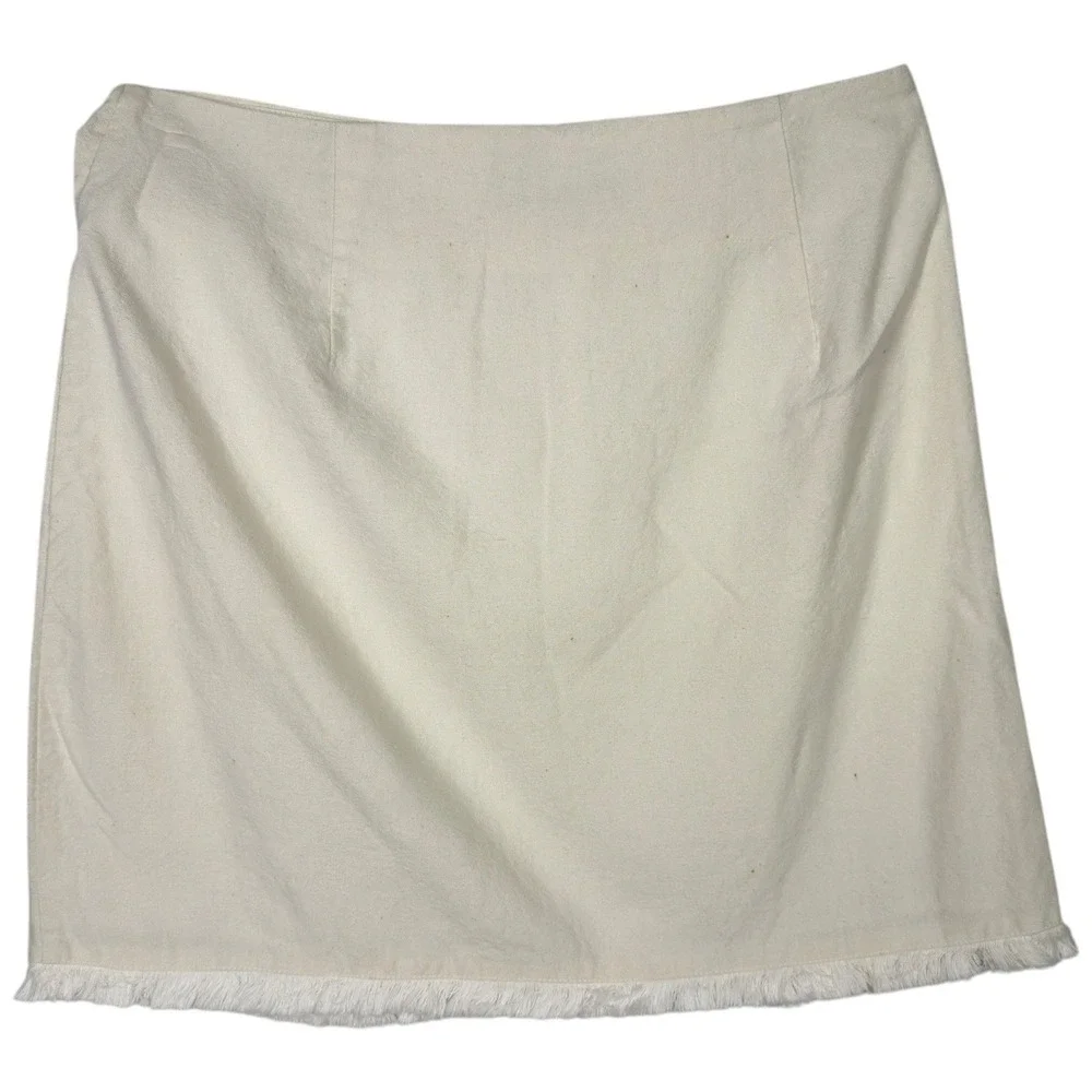 4SI3NNA Ivory Cotton Wrap Tie Fringe Mini Skirt Women's Size S
